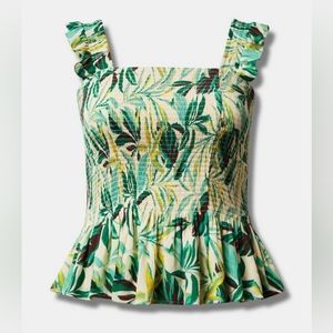 Torrid Peplum Crinkle Gauze Smocked Tank.  NWT, Size 1X